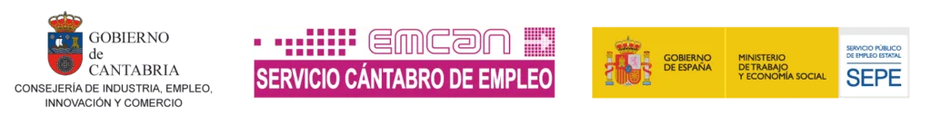 logos-especializaciones-1024x137.png Cursos subvencionados por la Consejería de Industria, Empleo, Innovación y Comercio del Gobierno de Cantabria, a través del Servicio Cántabro de Empleo y con cargo a los fondos recibidos por el Ministerio de Trabajo y Economía Social